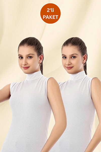 Lolitam Women's White 2-Piece High Neck Sleeveless Bodysuit Zero Sleeve