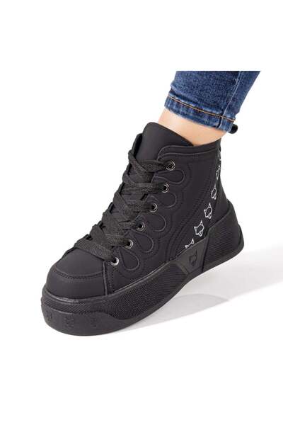 BMoD Ghete sport negre pentru femei cu talpă groasă MOD10839