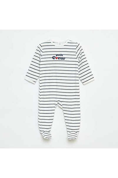 KIABI بدلة نوم ثعلب مع قفل بزر ضغط في الخلف باللون الأبيض