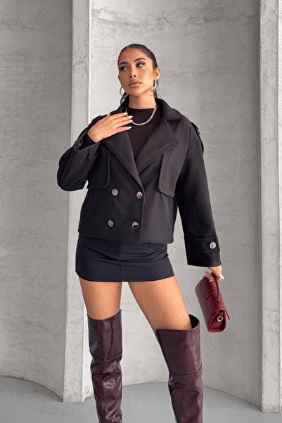 giyimmasalı Kaşe Fabric Bomber Jacket - Black