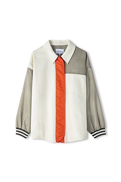 Lavanta Tekstil Green Block Color Bomber Jacket