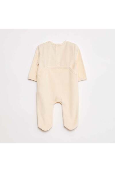 KIABI Fleece sleepsuit with feet and design on the front BEIGE