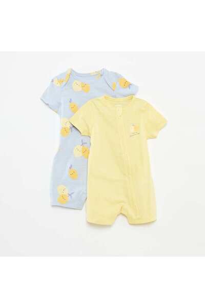 KIABI Pack of 2 short-sleeved sleepsuits BLUE