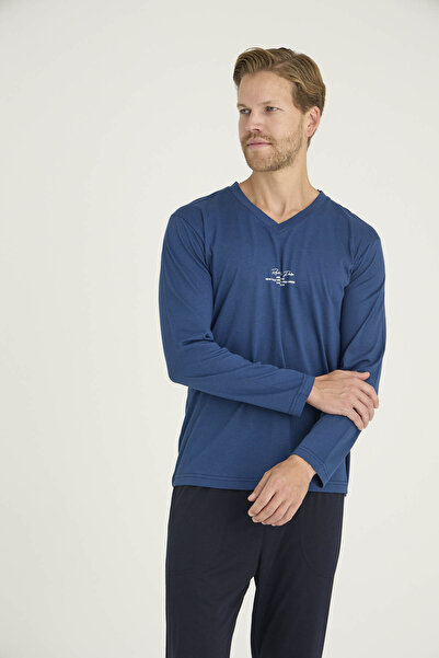 KLY 50% Cotton Men's V-Neck Tracksuit Set Modern Design