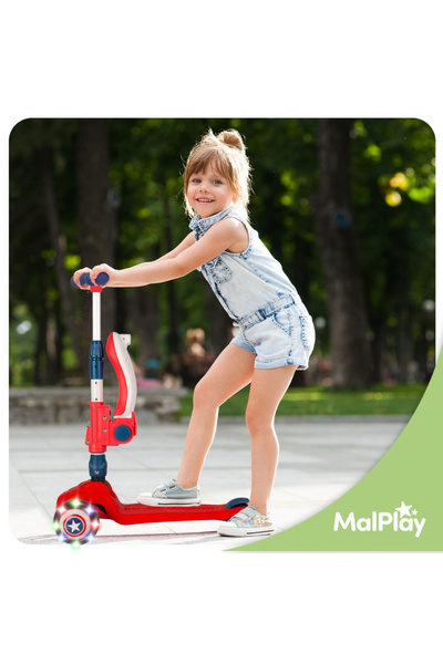 Ikonka Children's scooter, Malplay, foldable, 2 in 1, removable seat, PU wheels with LED lights, pun