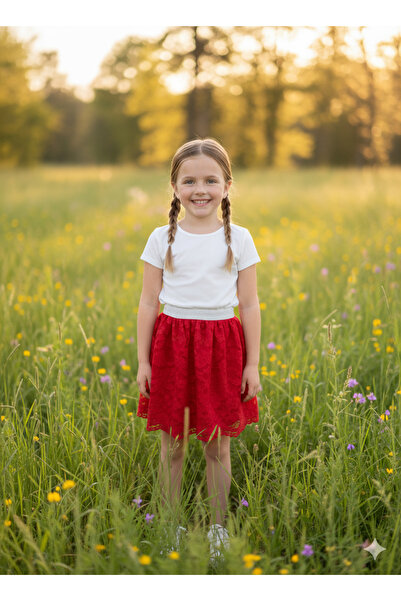 FESSHERA KİDS Girl's Skirt with Lace, Elastic Waist and Glitter, Stylish Design for Special Occasions and Holidays, October 29, April 23