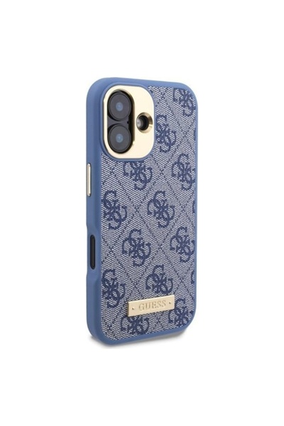 Guess Θήκη για iPhone 16, Σκληρή θήκη με λογότυπο 4G, MagSafe, Μπλε