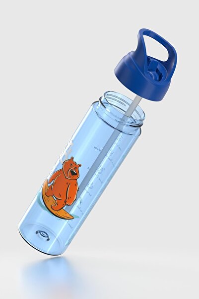 Renga Moly Patterned 630 ml Tritan Children's Water Bottle with Straw 912172 Blue