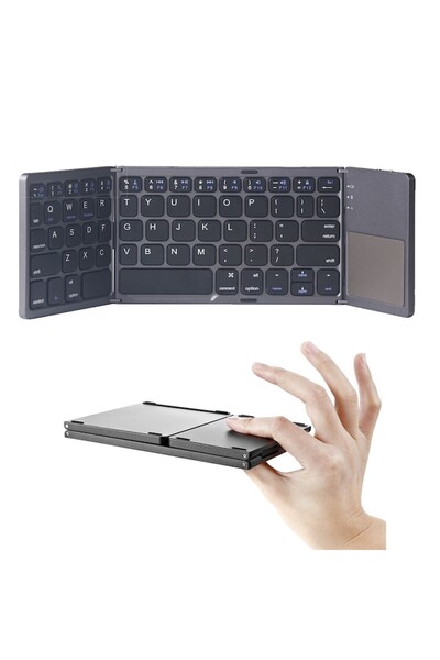 OEM Foldable Keyboard with Touchpad, Wireless & Bluetooth, Gray/Black