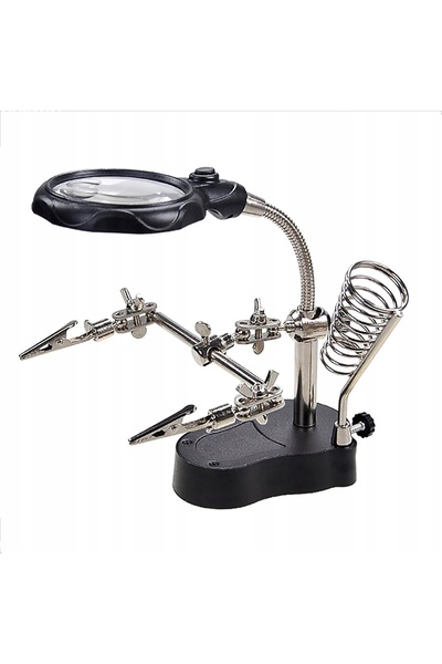 Rosfix Suport Tip „A Treia Mână” cu Lupă 3,5x/12x | LED | Bază Stabilă 10x6cm