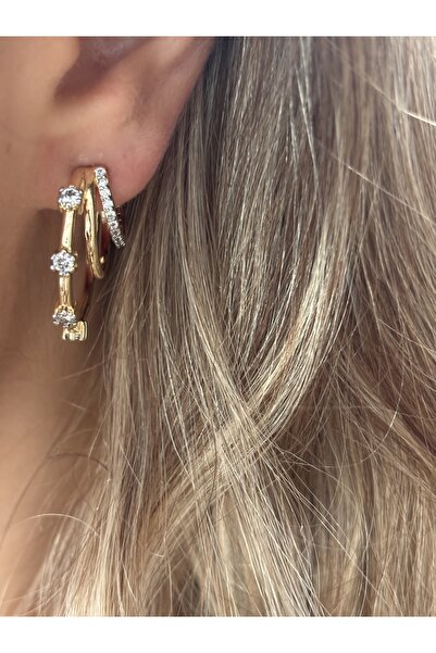 mysteriajewelry Üçlü Halka Çelik Küpe (2 Adet)