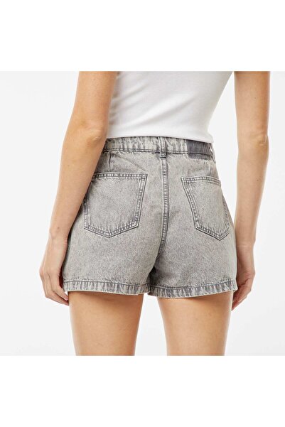 KIABI High-waisted denim shorts with 4 patch pockets GREY