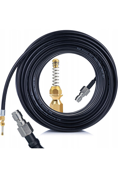 Rosfix Furtun Canalizare 10M 1/4" QC | Duza Arc Alamă | 200 Bar, 60°C