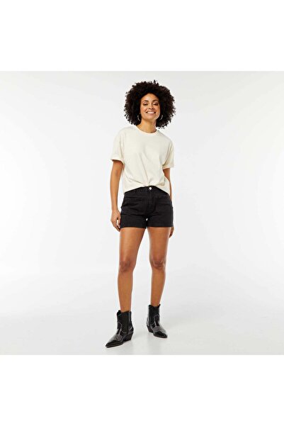 KIABI High-waisted denim shorts with 4 patch pockets GREY