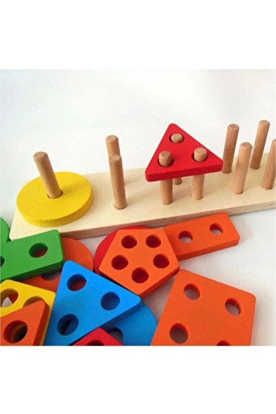 Atölye Ham Montessori Ahşap 5 Li Geometrik Şekiller Eğitici Oyuncaklar