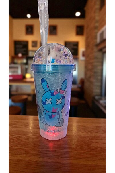 FAMEMUS ACCESSORY Themed Lighted Cup with Rabbit Ears and Straw