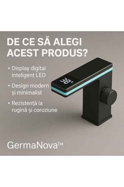 GermaNova Baterie chiuvetă baie GermaNova™ cu afișaj digital LED
