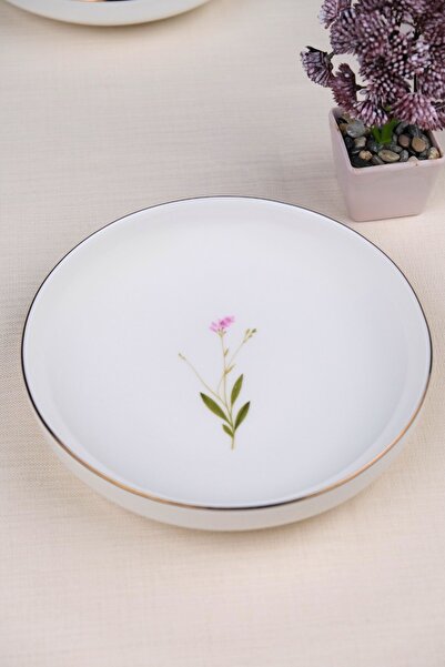 tabakevi Tabak Evi Porcelain Natura Broadcloth Gold Gilded Deep Plate 18.50cm 2 Pieces