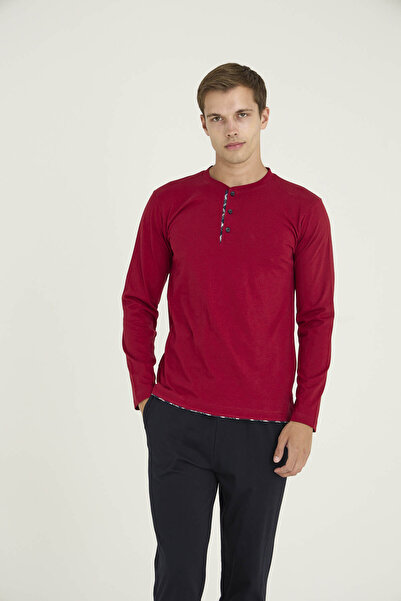 KLY 100% Cotton Men's Midi Collar Pajama Set Stylish Design - Outerwear