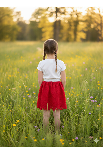 FESSHERA KİDS Girl's Skirt with Lace, Elastic Waist and Glitter, Stylish Design for Special Occasions and Holidays, October 29, April 23