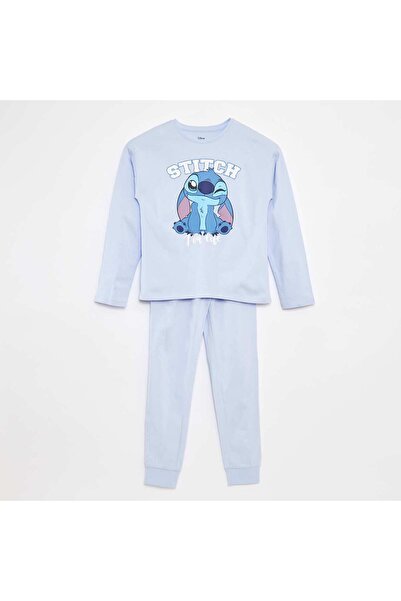KIABI بيجامة ديزني ستيتش طويلة مع تي شيرت وبنطلون - طقم من قطعتين باللون الأزرق