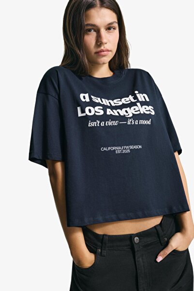 Bershka Boxy-fit short sleeve print T-shirt