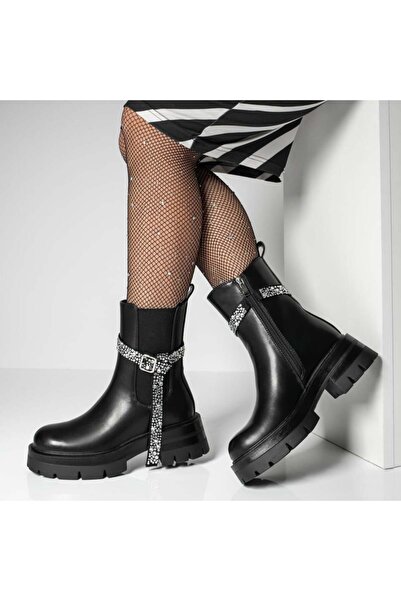 Modlet.ro Women's black boots with metallic details MOD12913