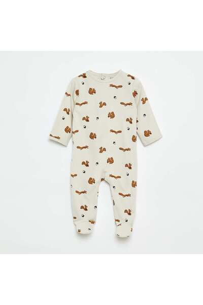 KIABI بدلة نوم ثعلب مع قفل بزر كبس في الخلف باللون البني