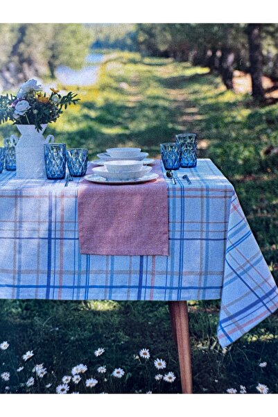 Cotton Box Runner Panama Tablecloth Set Drew Salmon 180 X 230 cm