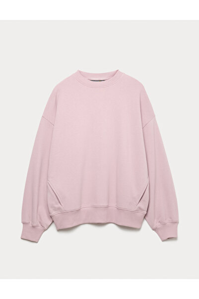 Marks & Spencer Goodmove Pamuk Karışımlı Yuvarlak Yaka Oversize Sweatshirt