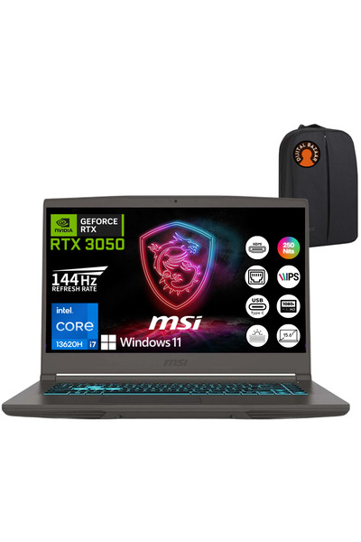 MSI Thin 15 i7 13620H RTX3050 32GB RAM 2TB SSD 15.6" FHD IPS 144Hz W11 Taşınabilir Bilgisayar