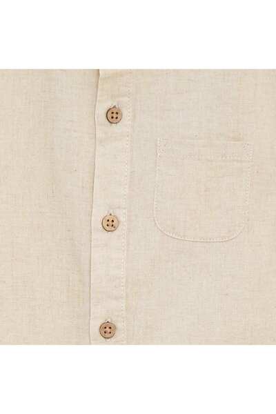 KIABI Linen-blend shirt with mandarin collar WHITE