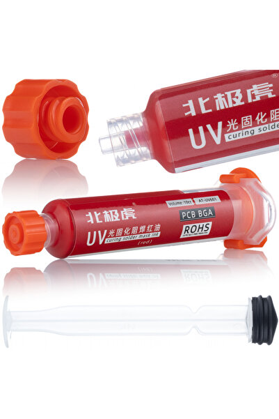 Rosfix Soldermaskă UV Roșie 10ml | Izolant PCB | Fixare Rapidă cu Lumină UV