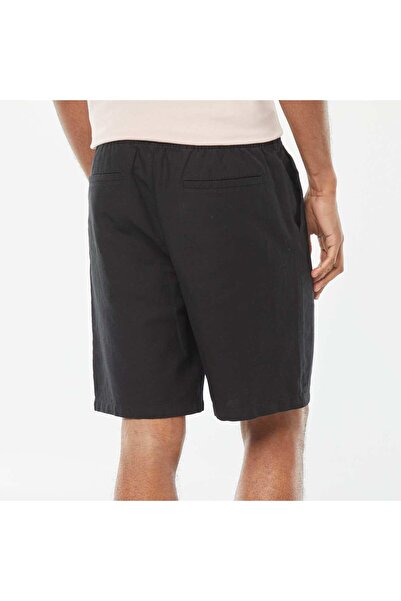 KIABI Plain Bermuda shorts with elasticated waist + drawstrings BLACK