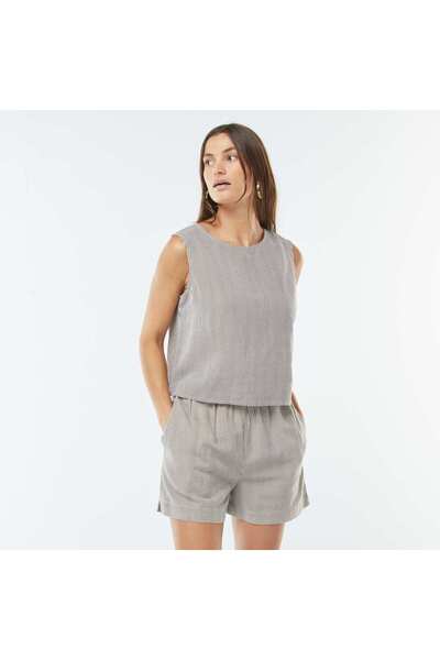KIABI Linen-blend shorts BROWN
