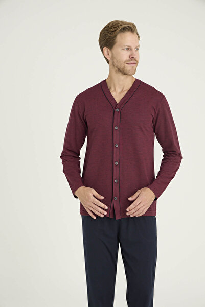 KLY Erkek V.Yaka Boydan Düğmeli Pijama Takımı - Dış Giyim