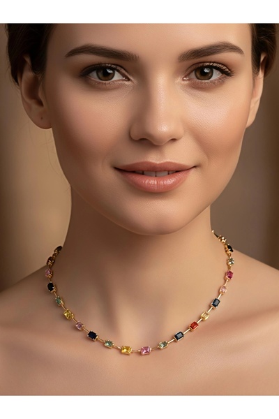 AURA Premium Renkli Baget Kolye Altın Renk