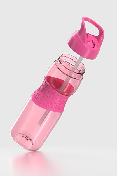 Renga Moly Silicone Detailed 730 ml Tritan Flask with Straw 912116 Fuchsia