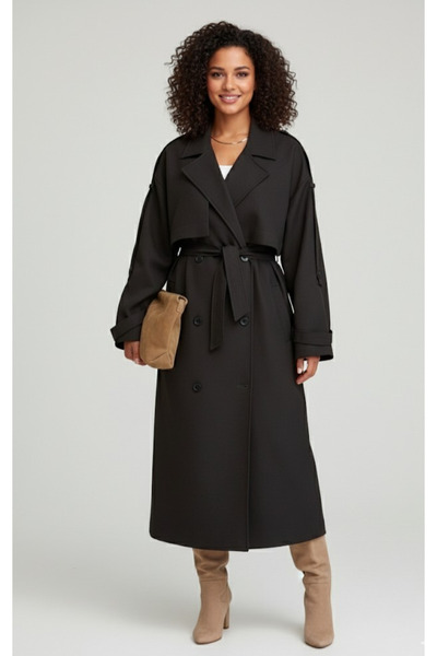 My Blog Ciemnobrązowy trencz oversize z guzikami Lucky – 9476