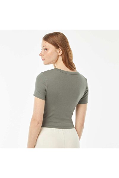 KIABI Short-sleeved cropped T-shirt GREEN