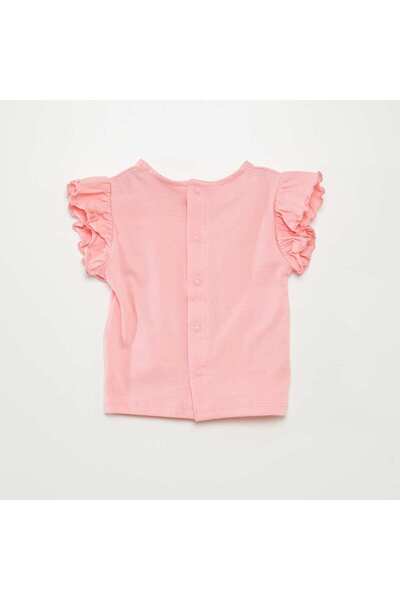 KIABI T-shirt with short ruffled sleeves PINK