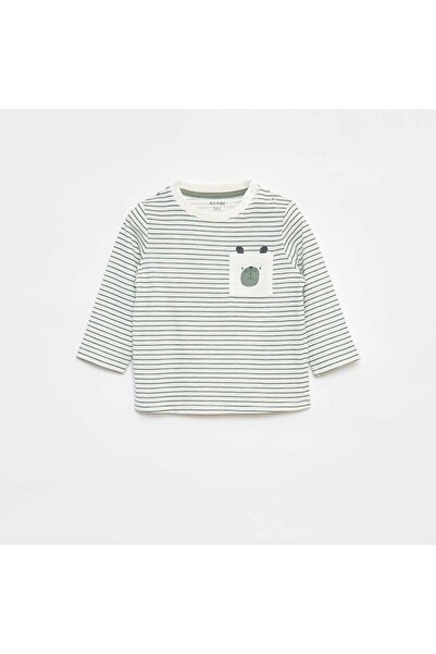 KIABI قميص جيرسي مع جيب على الصدر باللون الأبيض