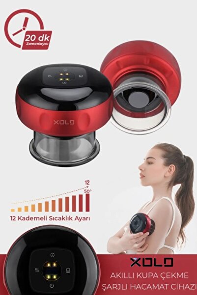 xolo Smart Şarjlı Kupa Çekme Işık Tedavili Hacamat Masaj Vakum Cihazı