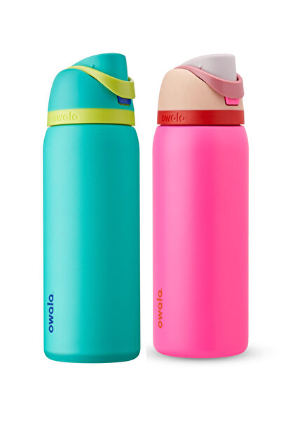 owala FreeSip® Pack of 2 Pink & Green Stainless Steel Insulated Water Bottle ...