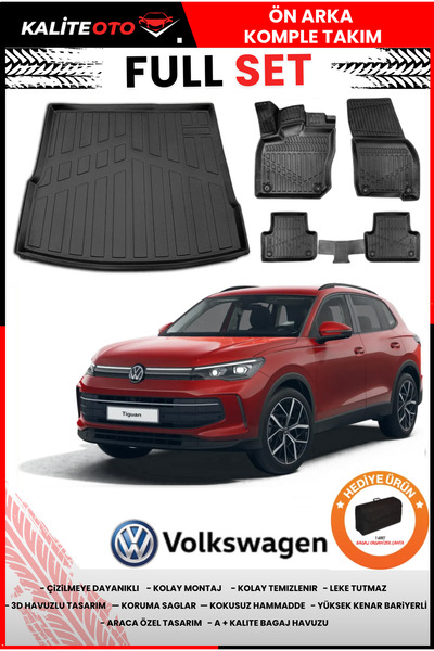 ko kaliteoto Volkswagen Tiguan 2025 Model Üst Bagaj Havuzu+Paspas Takımı Full...