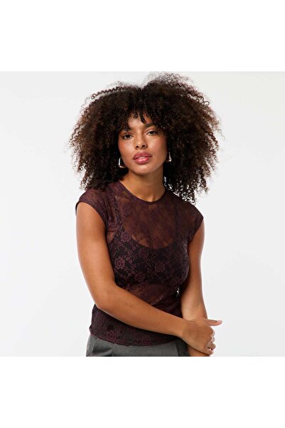 KIABI Openwork lace T-shirt RED