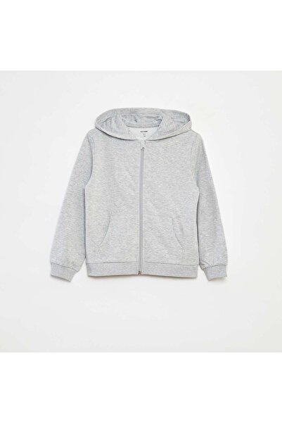 KIABI Plain zip-up hooded sweatshirt GREY