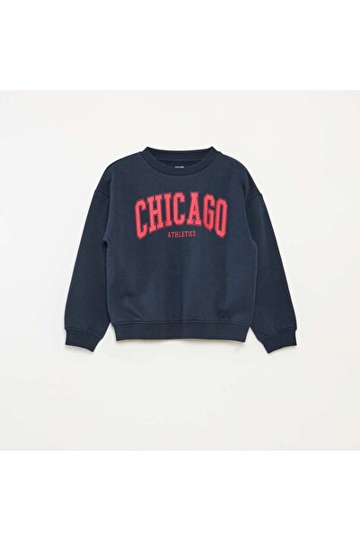 KIABI Printed loose-fit sweatshirt BLUE