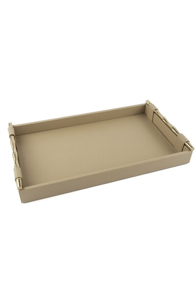Mikasa Moor Rexene Beige Faux Leather Tray 44X26X5Cm