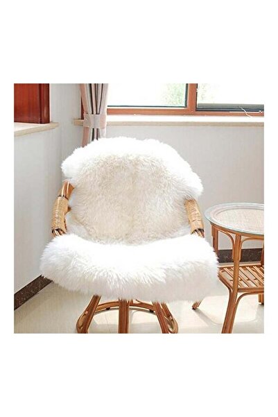 DRAMA HOME Super Soft Seat Cover Made of Artificial Sheepskin White 60 × 90cm
